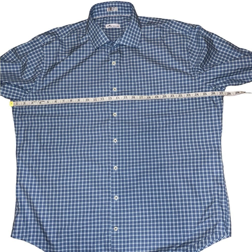 Peter Millar Blue Checkered Casual Button Down Shirt - Picture 7 of 10
